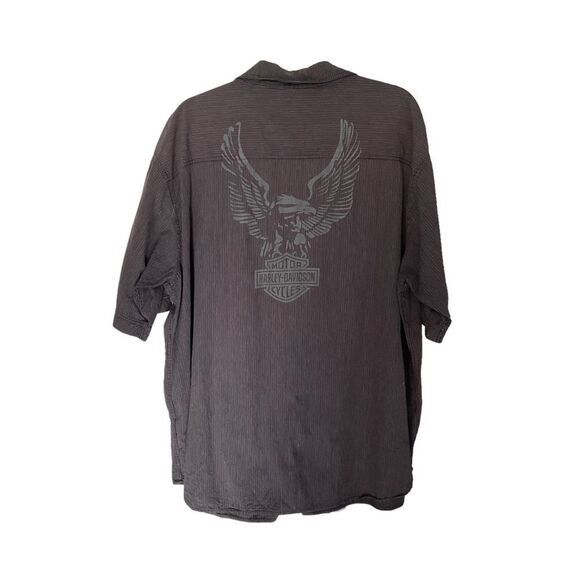 Harley Davidson Mens Cotton Button Front Back Eagle Logo Shirt Size 2XL - Picture 13 of 13